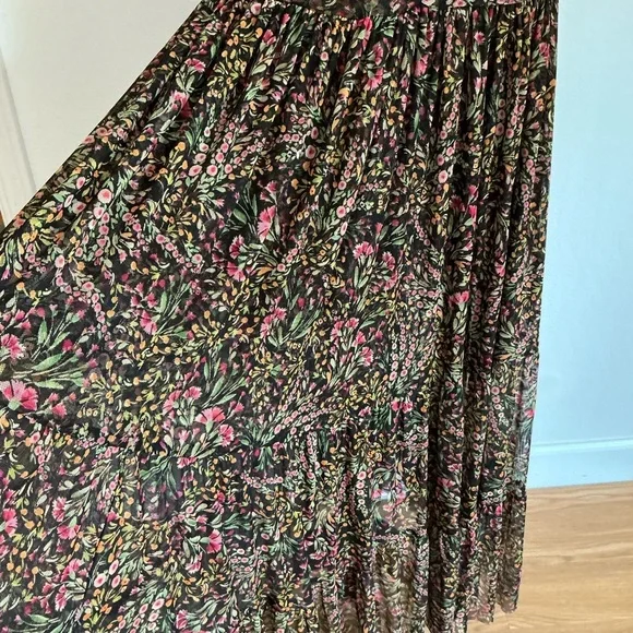 MISA Rebecca Tiered Ruched Floral Chiffon Dress Short Sleeve Size Small - Picture 9 of 15